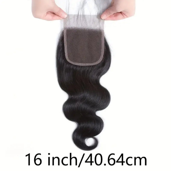 4×4 Body Wave Lace Closure – Free Part, 100% Human Hair, Natural Look