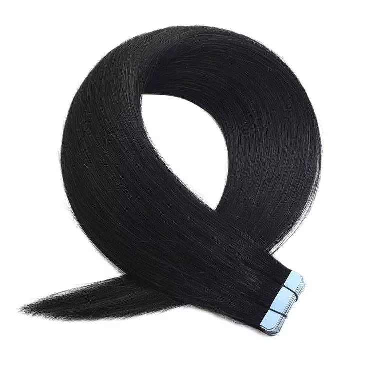 Black hair extensions with a clip on a white background