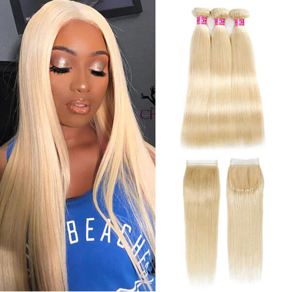 613 Blonde Straight Human Hair Bundles – Virgin Hair, Dye-Ready