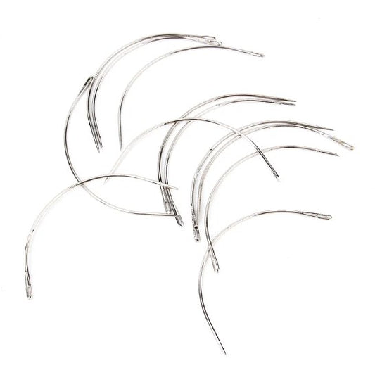 12 Pieces C Type Needle Curved Needles – Stainless Steel Weaving & Sewing Needles for Wigs, Weaves & Upholstery