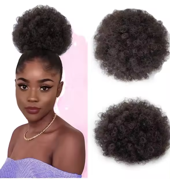 Afro Curly Chignon – Natural-Looking Bun Hairpiece for Easy Updos