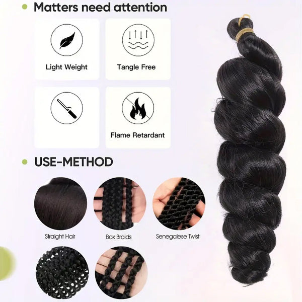 French Loose Curly Braiding Hair – Soft, Lightweight, Tangle-Free Synthetic Hair 300g