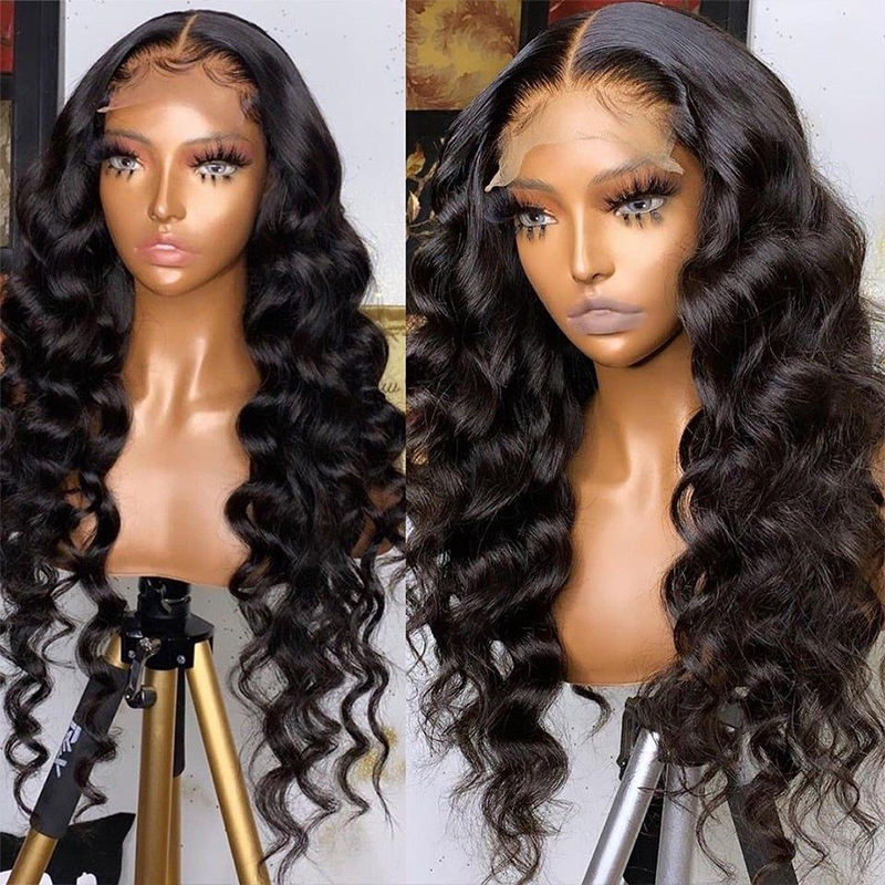 Glueless Loose Wave 4×4 Lace Closure Wig – 100% Human Hair | Soft, Bouncy Waves