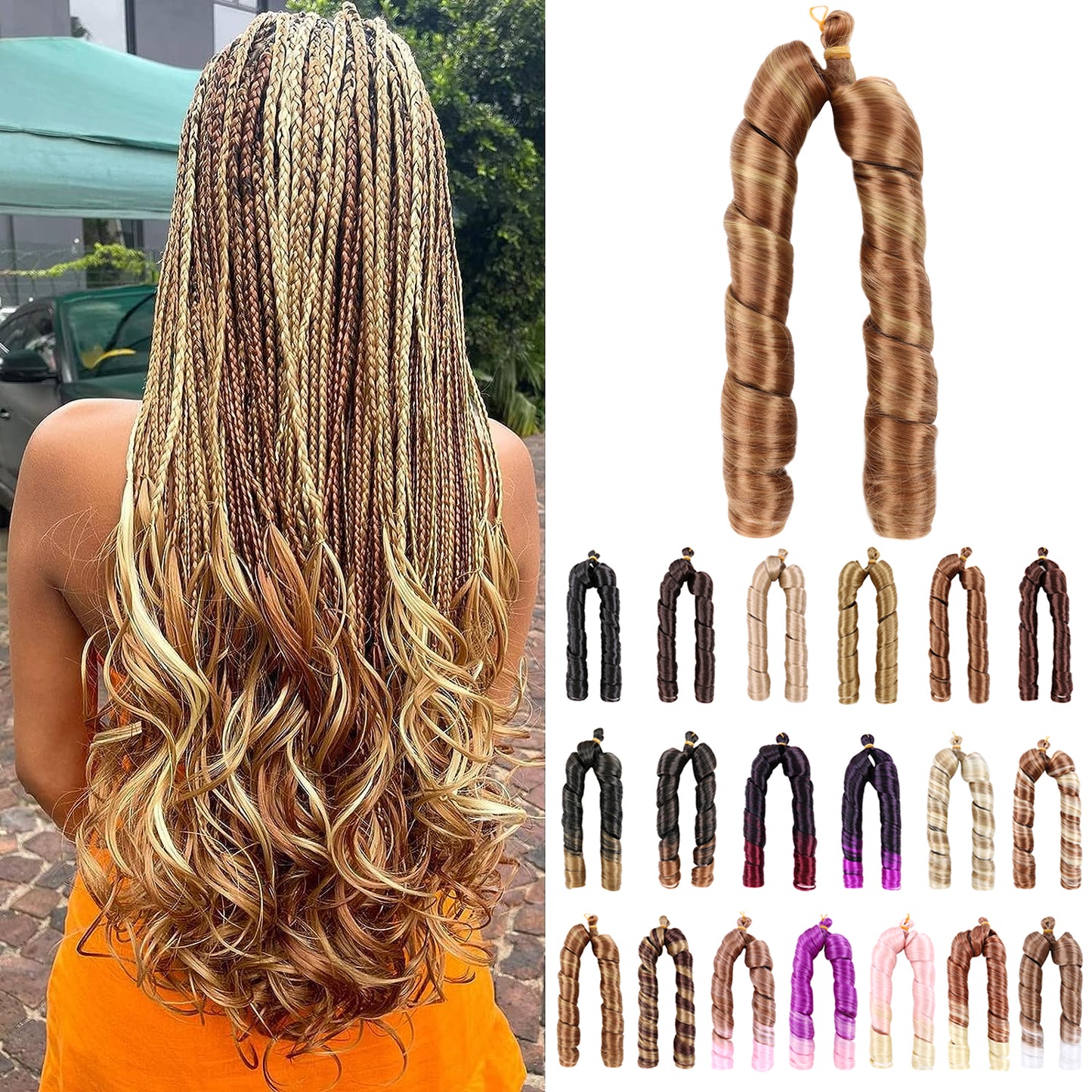 Loose Wavy Curls Hair 24 Inch – Soft Natural Synthetic Extensions