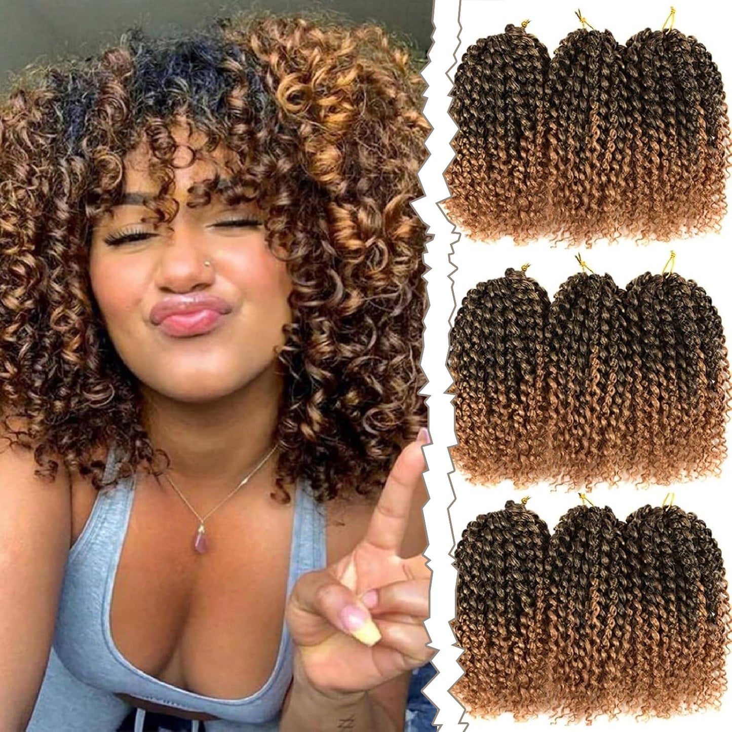 Marlybob Crochet Hair 8 Inch – Soft Natural Synthetic Curls