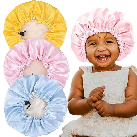 Bonnet Sleep Cap for Kids and Adult-Soft, Satin Protective Hair Bonnet