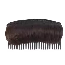 Brown hair extension with a comb on a white background