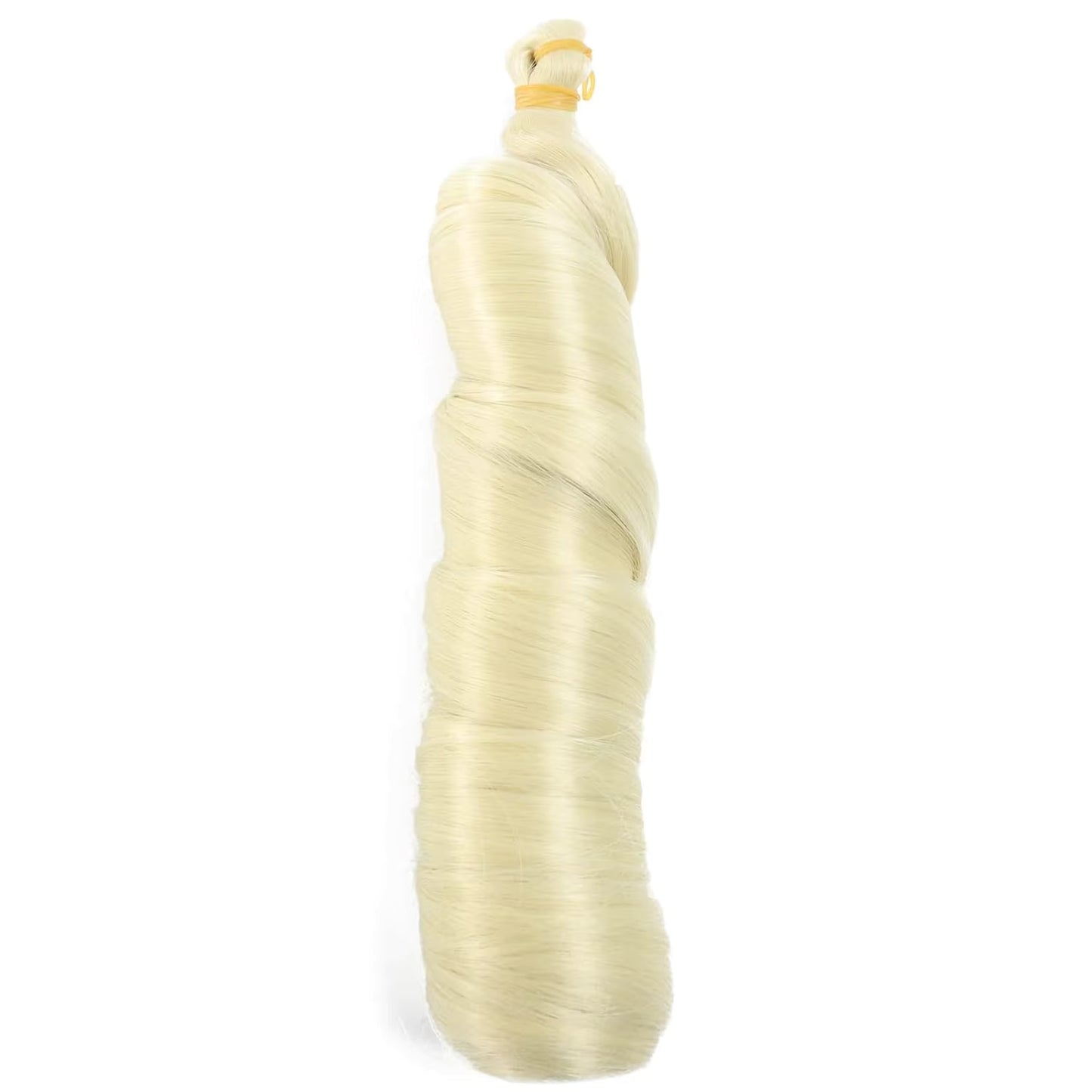 Blonde hair extension on a white background