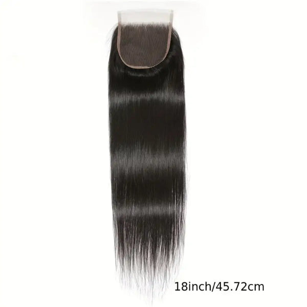Black hair bundle with a lace closure on a white background