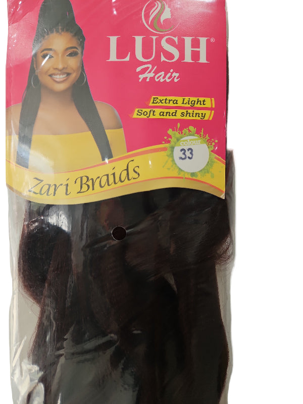 Packaged hair extensions with Lush Hair branding on a white background