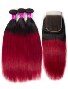1B/BUG Ombre Straight Hair Bundles – Bold Color, Sleek Elegance. - Image 2