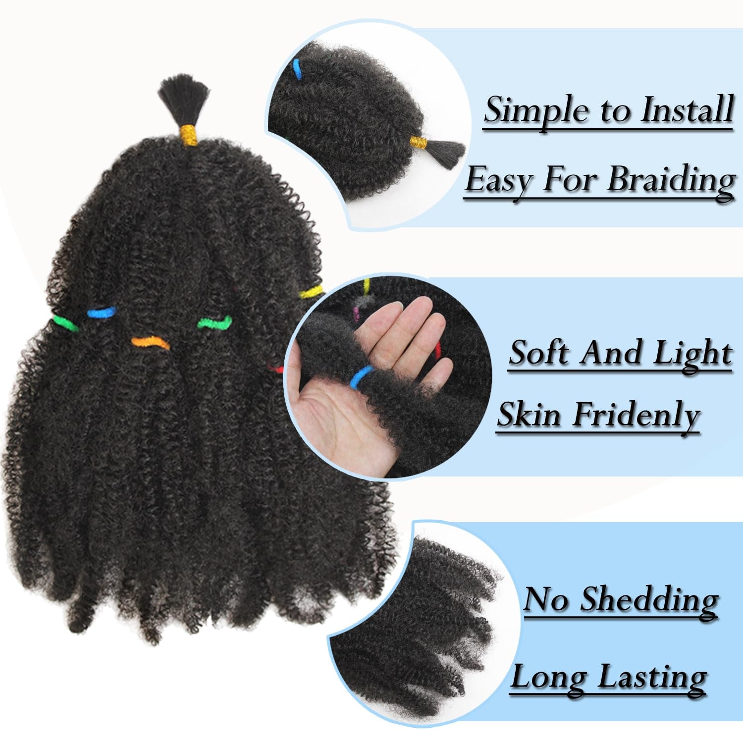 Afro Kinky – 12” Natural Synthetic Extensions | Soft & Lightweight - Image 7