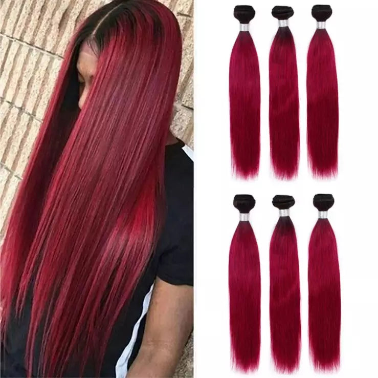 1B/BUG Ombre Straight Hair Bundles – Bold Color, Sleek Elegance. - Image 5