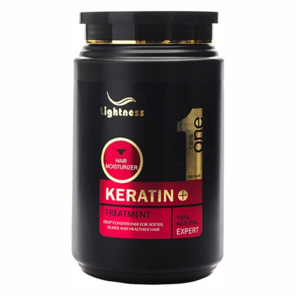 Lightness Keratin Treatment 1000ml, deep conditioner for soft, healthy hair, enriched with keratin to restore moisture.