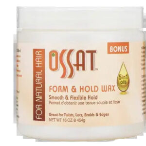 Ossat Form & Hold Wax for natural hair, sulfate-free styling with smooth hold, ideal for all styles.