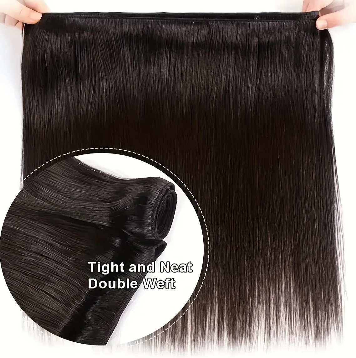 1B Human Hair Straight Extension – Virgin Human Hair, Natural Black - Image 2