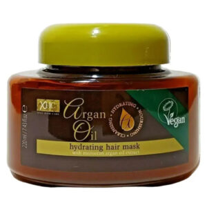 Organic Argan Oil Hydrating Hair Mask jar, 220ml, deep repair for soft, shiny hair, vegan formula.