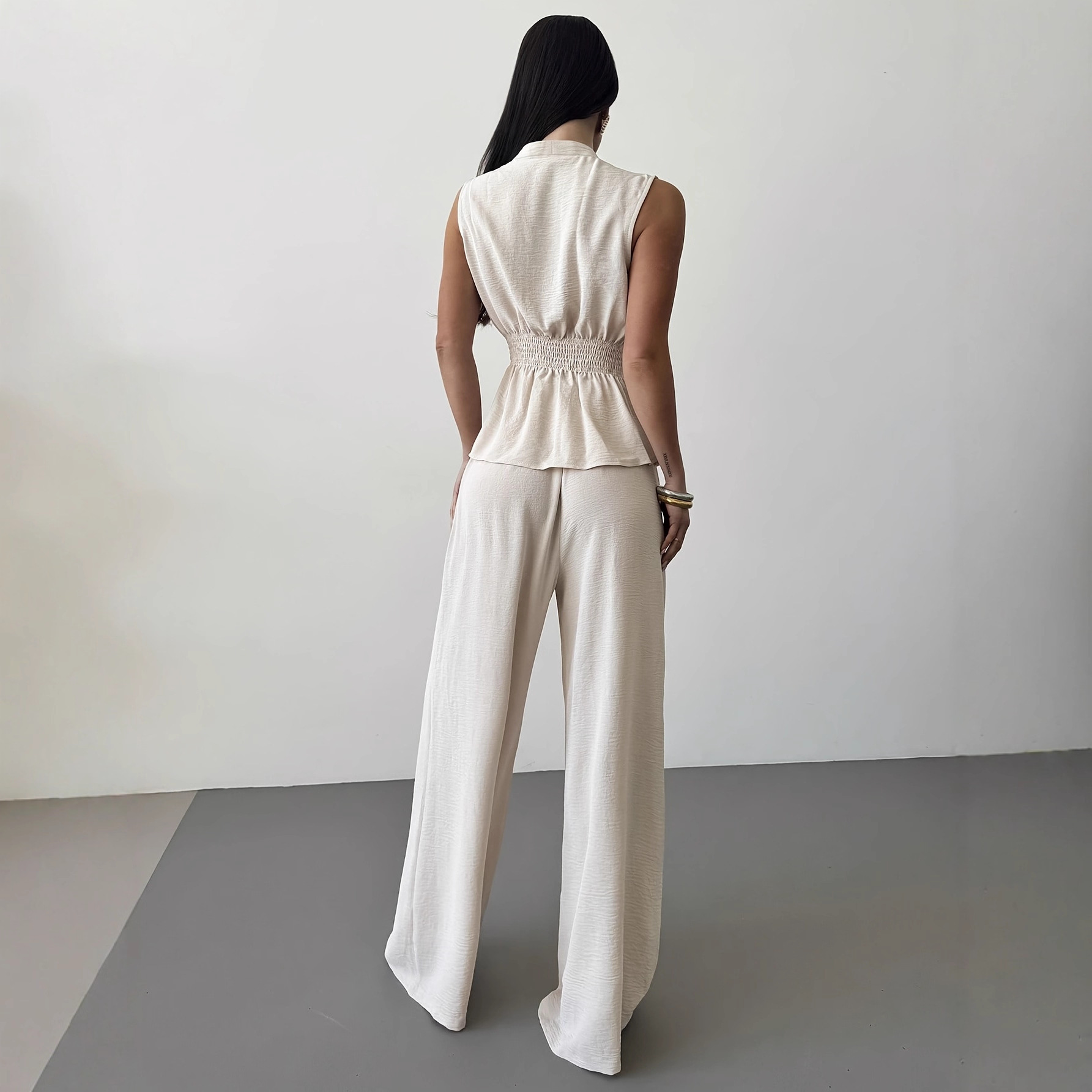 Lace-up V-neck Vest Top And Pants Two-piece Set - Image 6