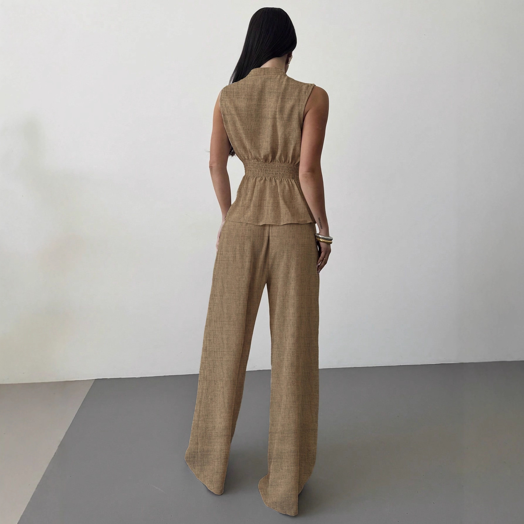 Lace-up V-neck Vest Top And Pants Two-piece Set - Image 5